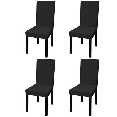 Housse de chaise droite extensible 4 pcs noir DEC022368 - DEC022368 - 3001299169604