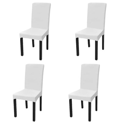 Housse de chaise droite extensible 4 pcs blanc DEC022367 - DEC022367 - 3001299269601