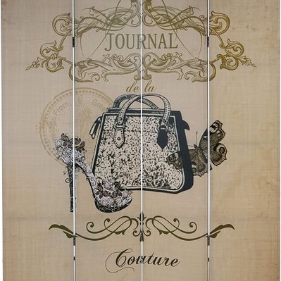 Paravent 4 panneaux pans séparateur de pièce 180x160cm motif vintage couture PAR04011 - par04011 - 3000104374073