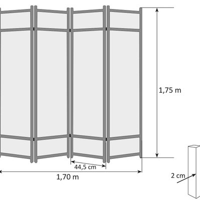 Paravent 4 panneaux pliable en bois noir et bambou 176 x175 cm PAR06062 - par06062 - 3000265041616