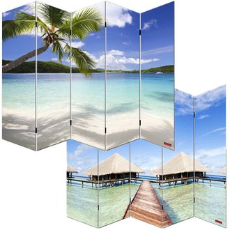 Paravent 5 panneaux pans séparateur de pièce 180x200cm motif plage PAR04005