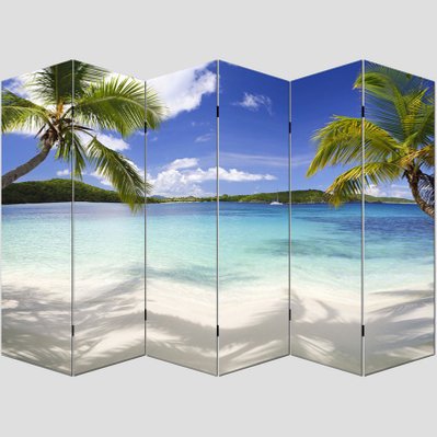 Paravent 6 panneaux pans séparateur de pièce 180x240cm motif plage PAR04007 - par04007 - 3000103890505