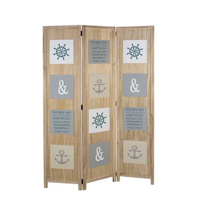 Paravent 3 panneaux en bois avec plaque décoratives marin 170x120cm PAR06086 - PAR06086 - 3001070569609