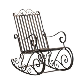 Chaise fauteuil à bascule rocking chair pour jardin en fer bronze vieilli MDJ10102