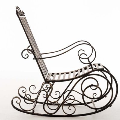 Chaise fauteuil à bascule rocking chair pour jardin en fer bronze vieilli MDJ10102 - mdj10102 - 3000249461256