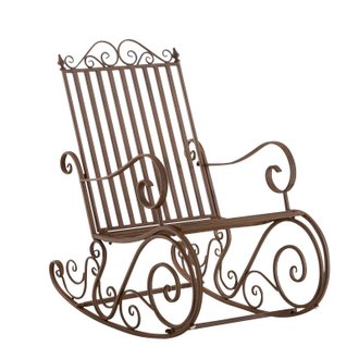 Chaise fauteuil à bascule rocking chair pour jardin en fer marron vieilli MDJ10101