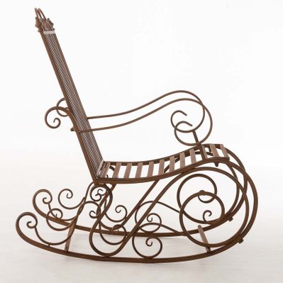 Chaise fauteuil à bascule rocking chair pour jardin en fer marron vieilli MDJ10101 - mdj10101 - 3000249376017