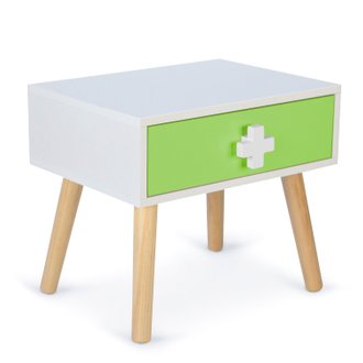 Table de chevet pour enfant en MDF avec un tiroir vert APE06051