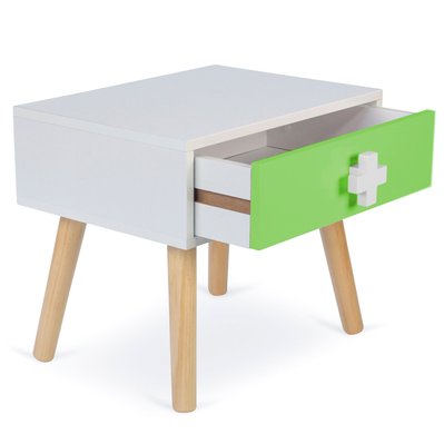 Table de chevet pour enfant en MDF avec un tiroir vert APE06051 - APE06051 - 3001539869608