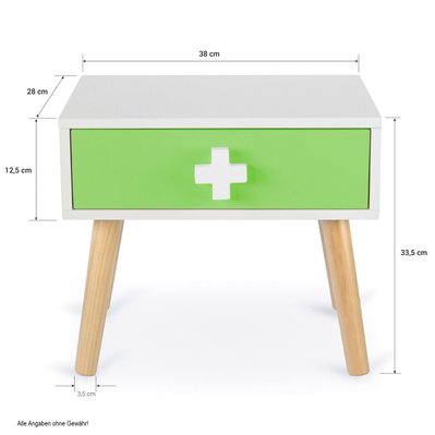 Table de chevet pour enfant en MDF avec un tiroir vert APE06051 - APE06051 - 3001539869608