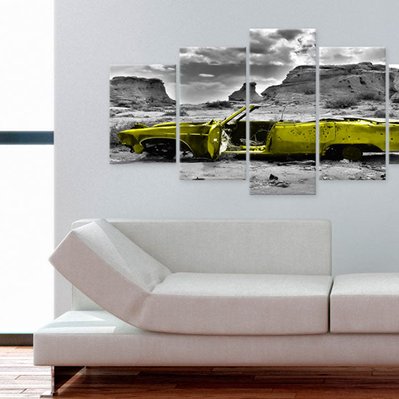 Tableau toile de décoration murale motif voiture jaune 100x50cm DEC110224/2 - DEC110224/2 - 3001338173111