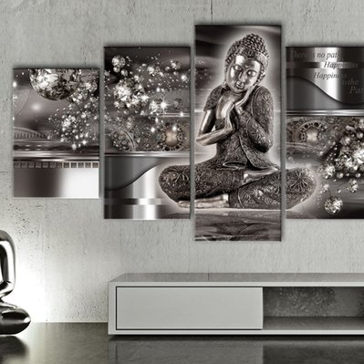 Tableau toile de décoration motif Silver Serenity Bouddha 100x50cm DEC110727 - DEC110727 - 3001263812192