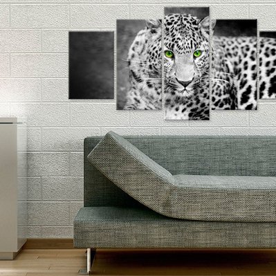 Tableau toile de décoration motif Leopard noir et blanc 200x100cm DEC110255/2 - DEC110255/2 - 3000131432142