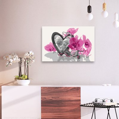 Tableau à peindre soi-même peinture par numéros motif Anges coeur et orchidée rose 60x40 cm TPN110011 - TPN110011 - 3001511969609