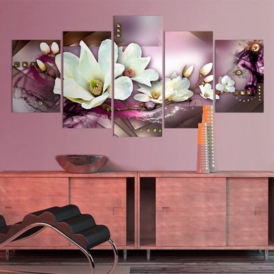 Tableau toile de décoration murale motif orchidée fond rose 200x100cm DEC110093/2 - DEC110093/2 - 3001337382019