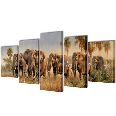 Toile de décoration murale kit de 5 pièces 200x100cm éléphant DEC02030 - dec02030 - 3000167748026