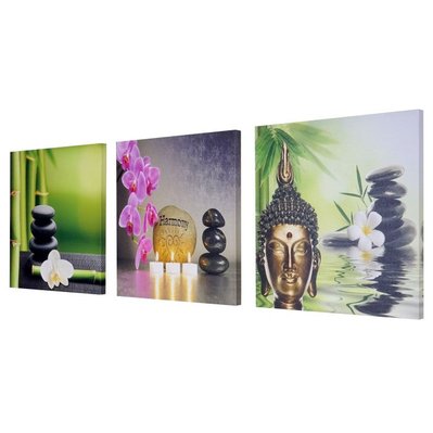 Toile de décoration murale tableaux Bouddha kit de 3 pièces 150x50cm DEC04048 - dec04048 - 3000126624286