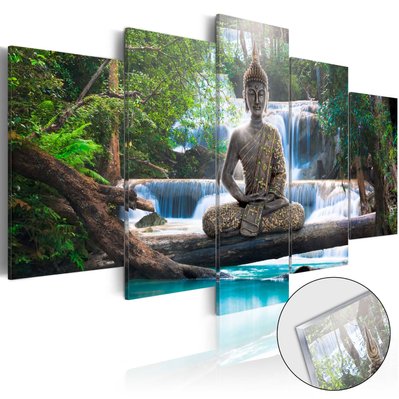 Tableaux en verre acrylique décoration murale motif Bouddha et cascade 200x100 cm TVA110101 - TVA110101 - 3001524069600