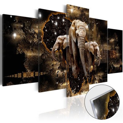 Tableaux en verre acrylique décoration murale en 5 panneaux motif Éléphants bruns 100x50 cm TVA110152 - TVA110152 - 3001518969602