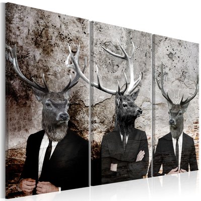 Tableau sur toile en 3 panneaux décoration murale image imprimée cadre en bois à suspendre Cerf en costume I 120x80 cm 11_00035 - 11_0003569 - 3000189221309
