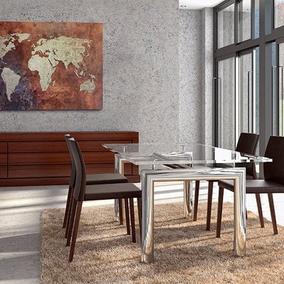 Tableau sur toile décoration murale image imprimée cadre en bois à suspendre Carte du monde dorée 120x80 cm 11_0003798 - 11_0003798 - 3000191251301