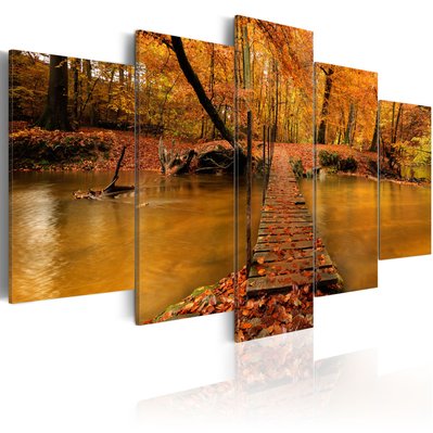 Tableau sur toile en 5 panneaux décoration murale image imprimée cadre en bois à suspendre Rougeur d'automne 200x100 cm 11_0006 - 11_0006114 - 3000234301307
