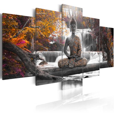 Tableau sur toile en 5 panneaux décoration murale image imprimée cadre en bois à suspendre Bouddha d'automne 200x100 cm 11_0008 - 11_0008981 - 3000307224632