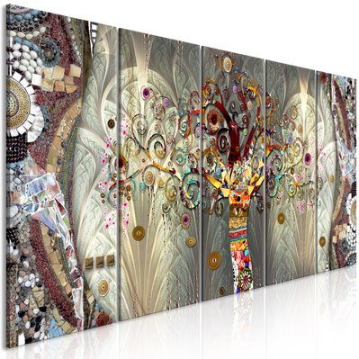 Tableau sur toile en 5 panneaux décoration murale image imprimée cadre en bois à suspendre Arbre de vie (5 parties) étroit 225x - 11_0007742 - 3000264882722