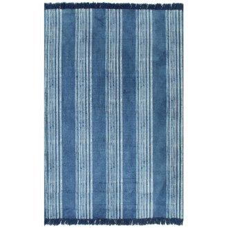 Tapis Kilim Coton 160 x 230 cm avec motif Bleu DEC023975