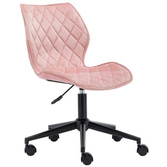 Chaise fauteuil de bureau en tissu velours rose hauteur réglable BUR09082