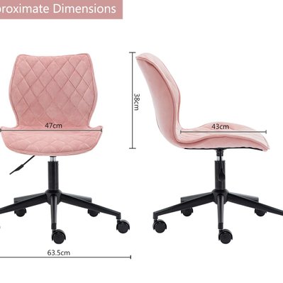 Chaise fauteuil de bureau en tissu velours rose hauteur réglable BUR09082 - BUR09082 - 3000123482841