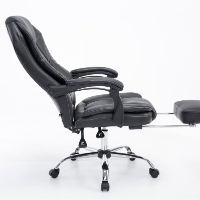 Fauteuil de bureau ergonomique en similicuir noir avec repose-pieds et accoudoirs BUR10375 - BUR10375 - 3000043241306