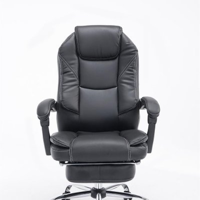 Fauteuil de bureau ergonomique en similicuir noir avec repose-pieds et accoudoirs BUR10375 - BUR10375 - 3000043241306