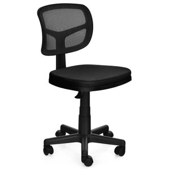 Chaise de bureau à roulettes sans accoudoirs hauteur réglable support en y avec housse amovible noir 20_0000366