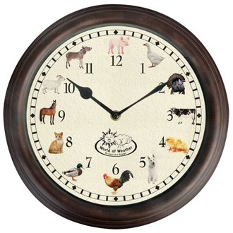 Horloge murale avec sons d'animaux de ferme 30 x 4,6 cm DEC022246