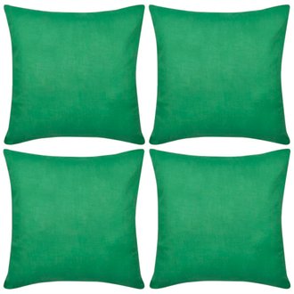 Lot de 4 housses de coussin taies d'oreiller en coton vert 40 x 40 cm DEC020038