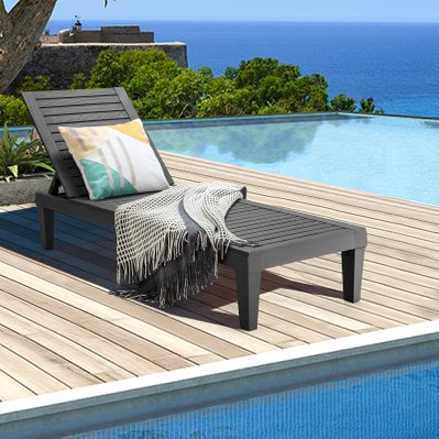 Bain de soleil réglable chaise longue résistante aux intempéries et à la rouille pour terrasse plage balcon charge 180kg noir 2 - 20_0000157 - 3001053669609