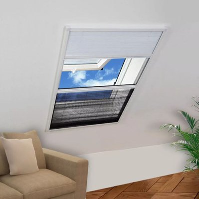 Moustiquaire plissée pour fenêtre 160 x 110 cm avec store occultant DEC022146 - DEC022146 - 3001321969608