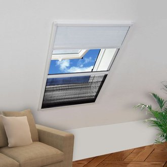 Moustiquaire plissée pour fenêtre 160 x 80 cm avec store occultant DEC022145