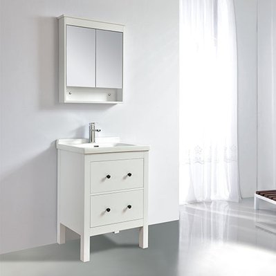 Armoire de toilette bloc-miroir 60 cm TYPO finition mélaminé blanc - TYP-600-MIR-WHI - 3760282666253