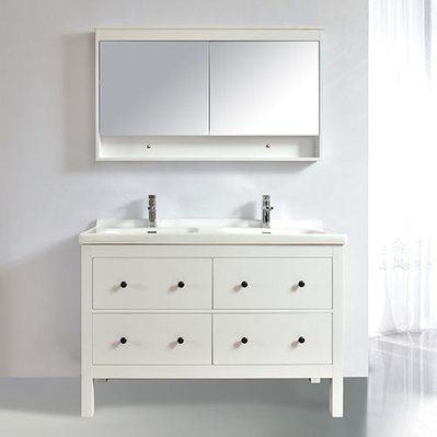 Armoire de toilette bloc-miroir 120 cm TYPO finition mélaminé blanc - TYP-1200-MIR-WHI - 3760282666215
