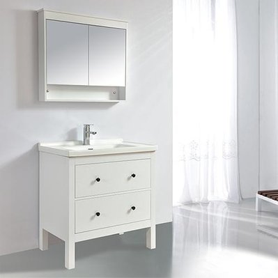Armoire de toilette bloc-miroir 80 cm TYPO finition mélaminé blanc - TYP-800-MIR-WHI - 3760282666239