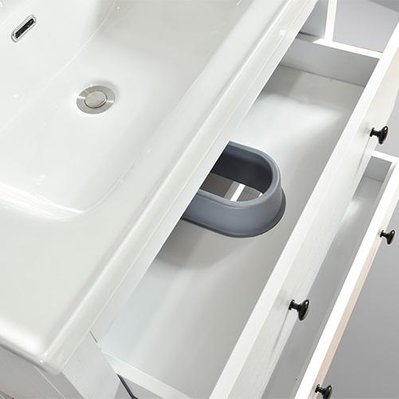 Meuble salle de bain simple vasque sur pieds 80 cm TYPO blanc    Bloc-miroir inclus - TYP-800-CAB-WHI/TYP-800-BAS/TYP-800-MIR-WHI - 3760282666536
