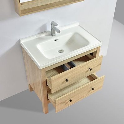 Meuble salle de bain simple vasque sur pieds 80 cm TYPO chêne    Bloc-miroir inclus - TYP-800-CAB-LOAK/TYP-800-BAS/TYP-800-MIR-LOAK - 3760282666543