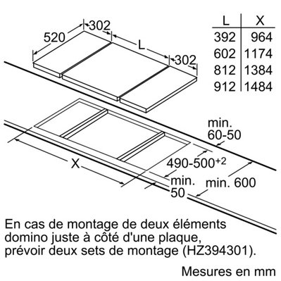 Table induction domino 30cm 2 foyers  - SIEMENS - ex375fxb1e - 144421 - 4242003697405