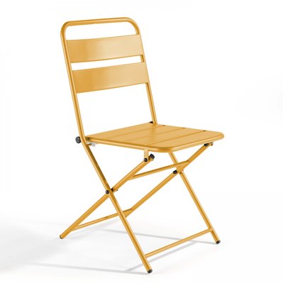 Ensemble table de jardin pliante et 2 chaises acier jaune 70 x 70 x 72 cm - 106559 - 3663095042170