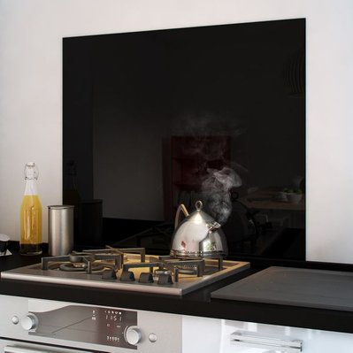 Crédence cuisine fond de hotte verre brillant - Noir 600x700 mm - 60cm de large - CHOFH005-001 - 3663019024237