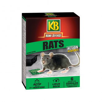 Raticide KB Home Defense - céréales - sachets 6 x 25g 