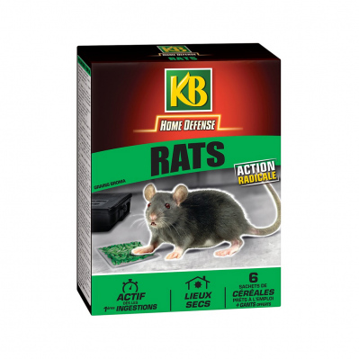 Raticide KB Home Defense - céréales - sachets 6 x 25g  - 3121970166569 - 3121970166569