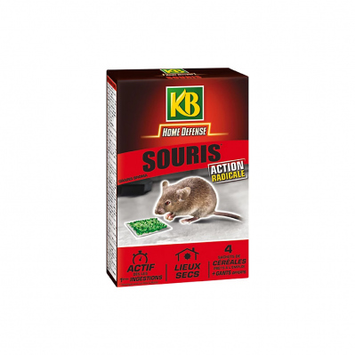 Souricide KB Home Defense - céréales - 4 x 25g  - 3121970169867 - 3121970169867